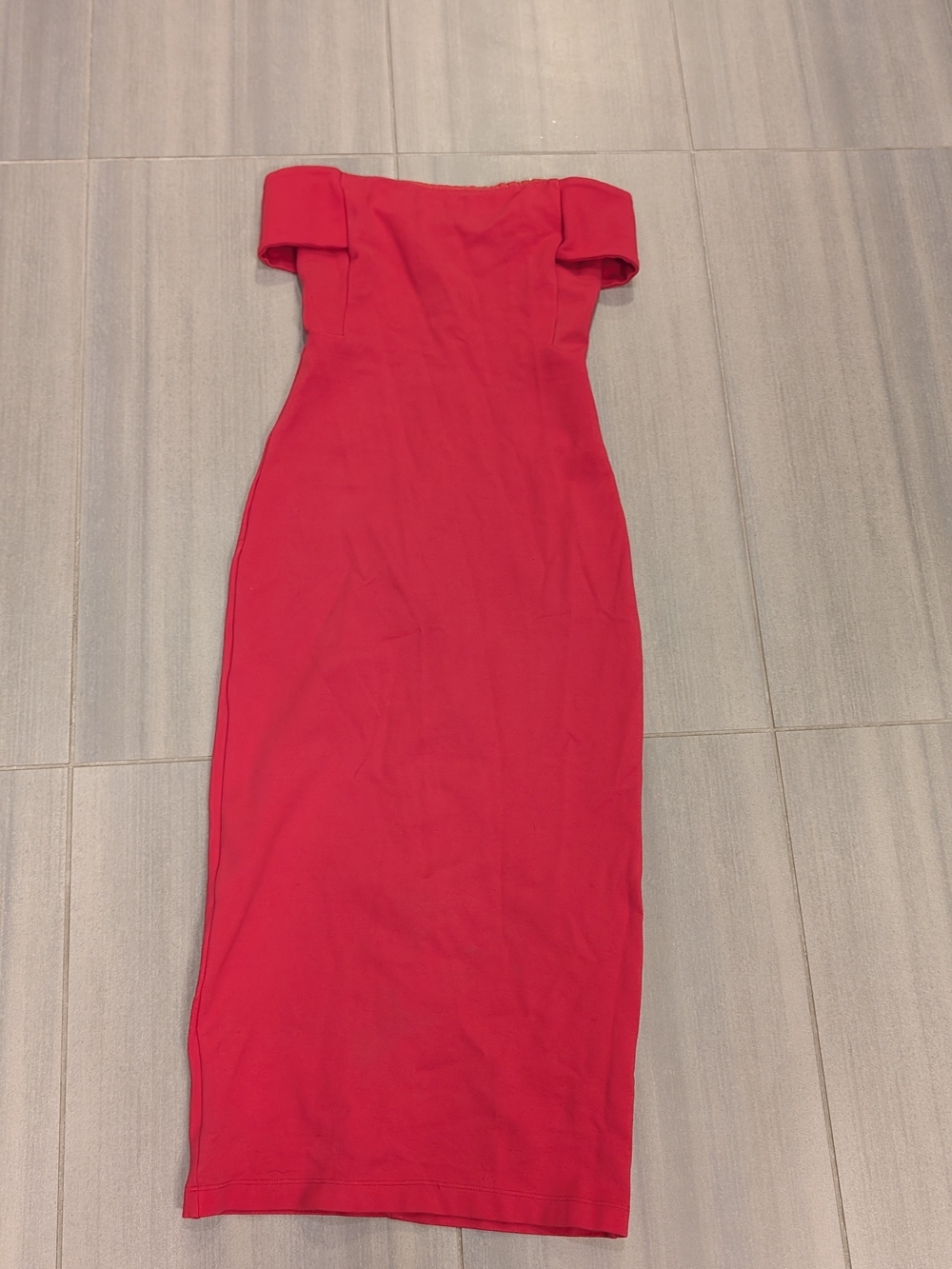Zara Strapless Red Midi Bodycon Dress
